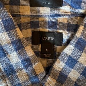 J. Crew Men's Blue and White Plaid Shirt